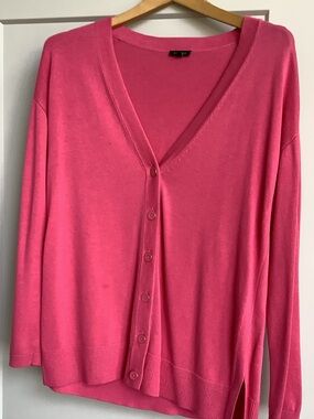 Talbots Hot Pink V-Neck Button Front Cardigan